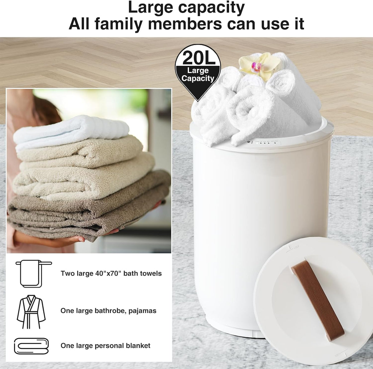 SAMEAT Heated Towel Warmers for Bathroom - Large Towel Warmer Bucket