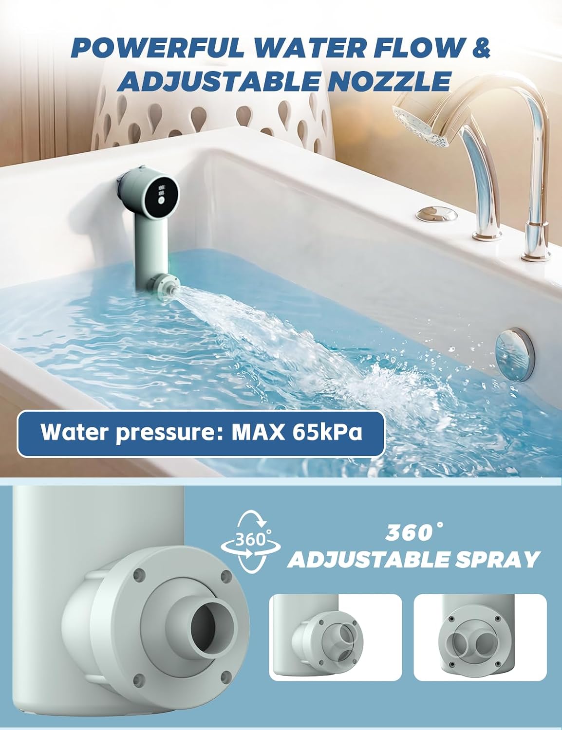 Bath Jets for Tub with Massage/Bubble Mode, Portable Cordless Bathtub Jet