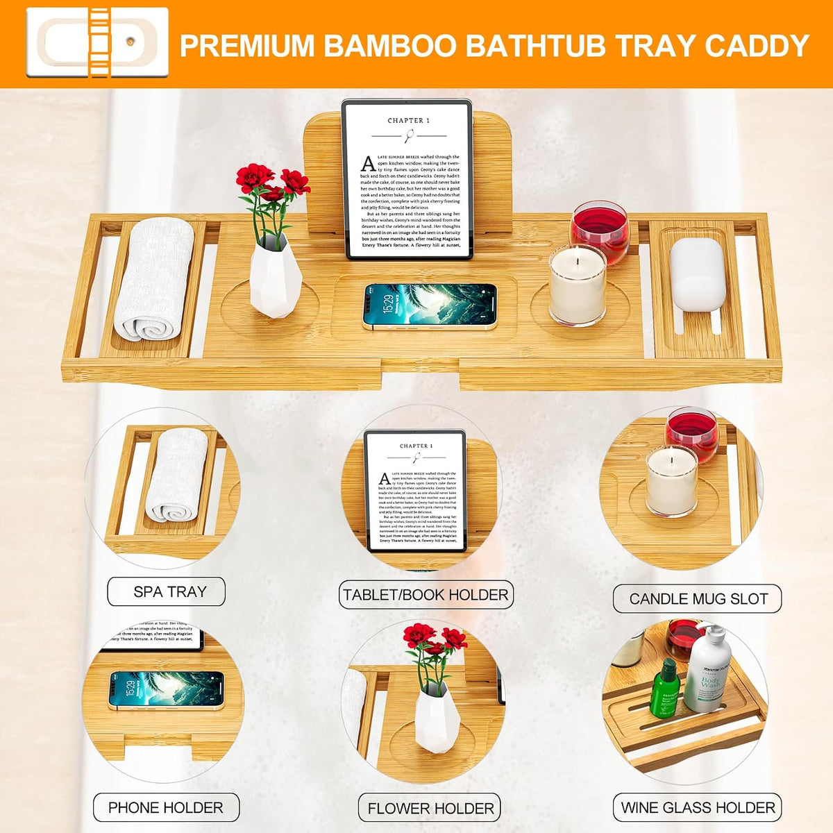 Bathtub Tray Caddy - Bath Tray - Bath Tub Tray Caddy